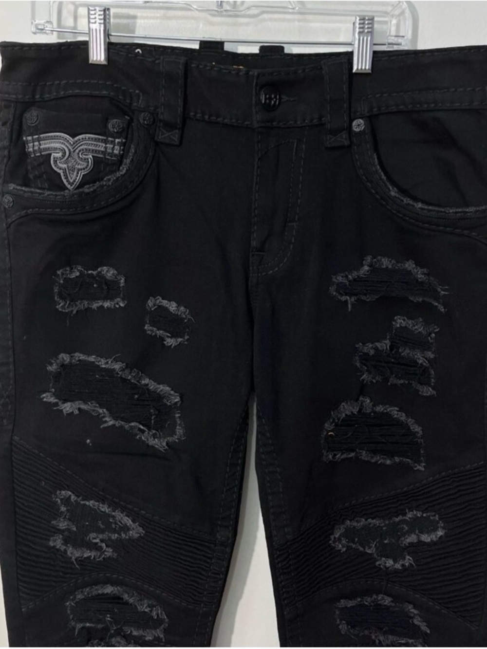 Rock Revival Men's Black Distressed Slim Jeans